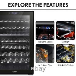 Baridi 52 Bottle Wine Cooler Dual Zone Fridge Touch Controls LED Light Black A