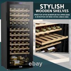 Baridi 55 Bottle Dual Zone Wine Cooler Touch Screen Wood Shelves LED Black DH93