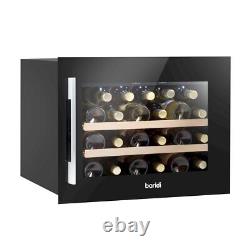 Baridi 60cm Built-In 28 Bottle Wine Cooler Beech Wood Shelves LED Black DH205