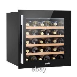 Baridi 60cm Built-In 36 Bottle Wine Cooler Beech Wood Shelves LED Black DH206