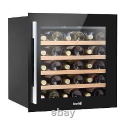 Baridi 60cm Built-In 36 Bottle Wine Cooler with Beech Wood Shelves, Black