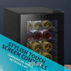 Baridi Black 15 Bottle Wine Fridge Cooler, 5-18°C Touch Controls & LED 345x685mm