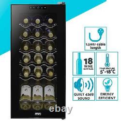 Baridi Black 18 Bottle Wine Fridge Cooler, 5-18°C Touch Controls & LED 345x770mm