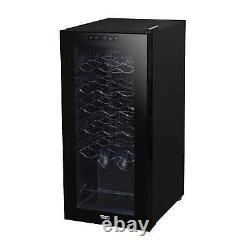 Baridi Black 18 Bottle Wine Fridge Cooler, 5-18°C Touch Controls & LED 345x770mm