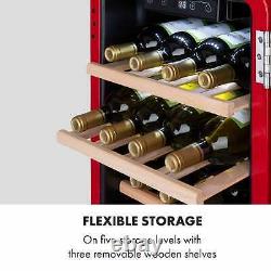 Beverage Cooler Wine Fridge Refrigerator 70 L Retro 19 Bottles LED 3 Shelves Red