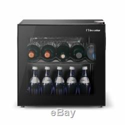 Black Wine Cooler Glass Door 43L Small Drinks Fridge Table Top Compact Bottle
