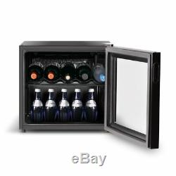 Black Wine Cooler Glass Door 43L Small Drinks Fridge Table Top Compact Bottle