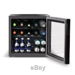 Black Wine Cooler Glass Door 49L Drinks Fridge Table Top Compact Bottle Rack