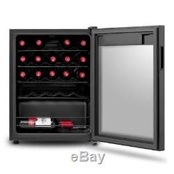 Black Wine Cooler LED Glass Door 66L Drinks Fridge Table Top Compact Bottle Rack