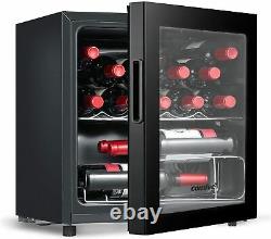COMFEE' 43 L Wine Fridge, Wine Cooler Fridge (14 Bottles) with Glass Door, Black