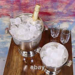 Champagne Wine Bucket Nickel Plated Metal Bar Cooler Ice Bucket