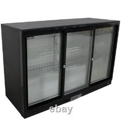 Commercial Triple 3 Door Bar Bottle Display Cooler Fridge Beer Pub Black Wine