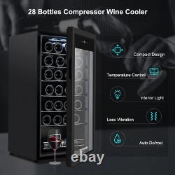 Compressor Wine Cooler Refrigerator, 28 Bottles Freestanding Wine Cellar for Red