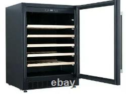 Cookology CWC601BK Black Glass 60cm Wine Cooler, 54 Bottle Undercounter Cabinet