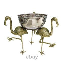 Culinary Concepts Flamingo Wine Bottle Cooler Punch Bowl Gold Finish