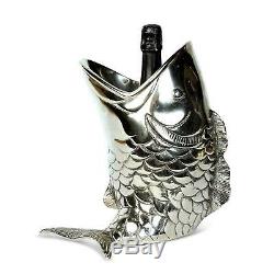 Culinary Concepts Silver Fish Wine Bottle Holder Ice Cooler 30cm