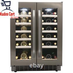 Danby 40 Bottle French Door Freestanding Dual Zone Wine Cooler Fridge Stainless