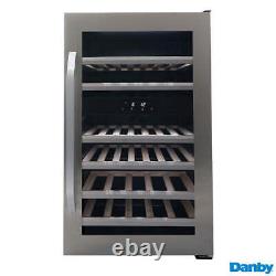 Danby DWC114KD1BSS, 38 Bottle Freestanding, Dual Zone Wine Cooler in Stainless S