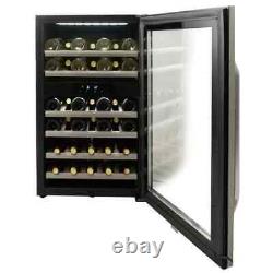 Danby DWC114KD1BSS, 38 Bottle Freestanding, Dual Zone Wine Cooler in Stainless S