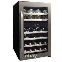 Danby DWC114KD1BSS, 38 Bottle Freestanding, Dual Zone Wine Cooler in Stainless S