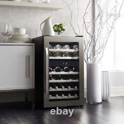 Danby DWC114KD1BSS, 38 Bottle Freestanding, Dual Zone Wine Cooler in Stainless S