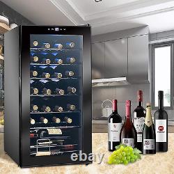 Display4top 28 Bottles Wine Fridge, Wine Cooler, Wine refrigerator, Digital Touch