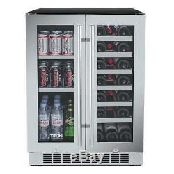 Dual Zone Built-In Beverage Cooler 21-Bottle Wine 60-Can French Door Seamless