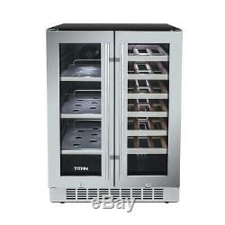 Dual Zone Built-In Beverage Cooler 21-Bottle Wine 60-Can French Door Seamless