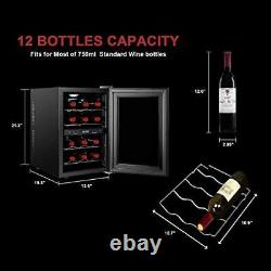 Dual Zone Wine Cooler, 12 Bottles Mini Small Wine Cooler Refrigerator Chiller
