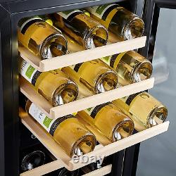 Dual Zone Wine Cooler Refrigerator 33 Bottle Free Standing Compressor Fridge a