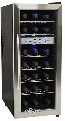 EdgeStar TWR215E 13 Wide 21 Bottle Wine Cooler with Dual Cooling Zones Steel