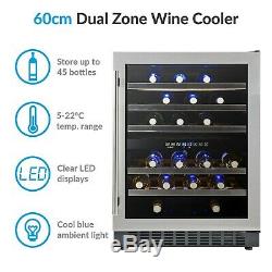 ElectriQ 45 Bottle Freestanding Under Counter Wine Cooler Dual Zone 6 EQ60WINESS