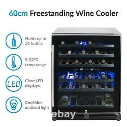 ElectriQ 51 Bottle Freestanding Under Counter Wine Cooler Full Dual Z EQWINECH60