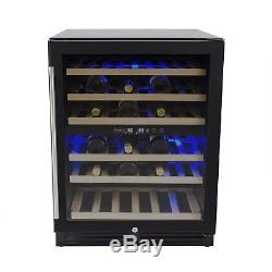 ElectriQ 60cm Wide 51 Bottle Dual Zone Wine Cooler Black EQWINE60BL