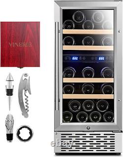 Elegant 15 Inch Wine Cooler Refrigerators, 30 Bottle Dual Zone Built-In or Frees