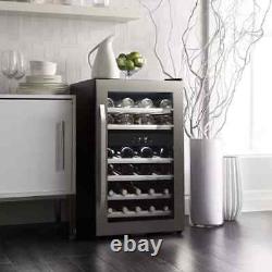 Freestanding Dual-Zone Wine Cooler, 38 Bottle Capacity, Stainless Steel, LED