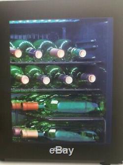 Freestanding Smart Storage LED Blue Interior A+ 16 Bottle Wine Cooler in Black