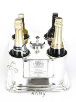 French Silver Plated 4 Bottle Wine Cooler / Ice Bucket