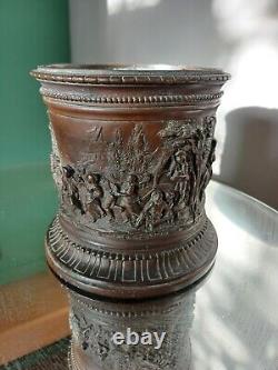 French bronze and brass repousse wine bottle cooler. Circa 1880