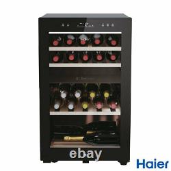 Haier HWS42GDAU1 42 Bottle Dual Zone Freestanding Wine Cooler, G Rated in Black