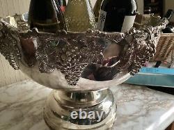 Heavy Vintage Large Silver Plated Punchbowl Wine Champagne Cooler 5 Bottle Bowl