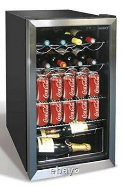 Husky HM39-HN wine cooler/fridge, black with glass door, 91 litre/20x75cl bottles