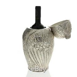 Impressive Novelty English Silver Plated Owl Wine Bottle Cooler