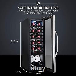 Ivation 12 Bottle Compressor Wine Cooler Refrigerator with Lock, Silver