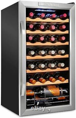 Ivation 28 Bottle Compressor Wine Cooler Refrigerator withLock Large Freestandin