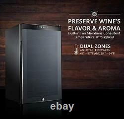 Ivation 33 Bottle Dual Zone Wine Cooler Refrigerator withLock Large Freestand
