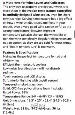Ivation Premium Stainless Steel 18 Bottle Thermoelectric Wine Cooler/Chiller