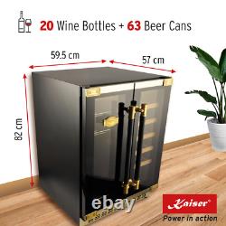 Kaiser Art Deco Beer Fridge & Wine Cooler 20 Wine Bottles & 63 Cans Capacity