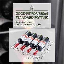Kalamera Wine Fridge, 24 Bottles Wine Cooler Fridge with Stainless Steel Glass D
