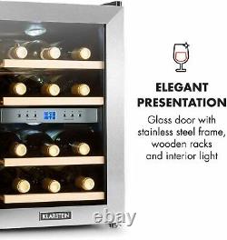 Klarstein Freestanding 34L Wine Fridge Cooler 12 Bottles Silver 38 x 53 x 49cm